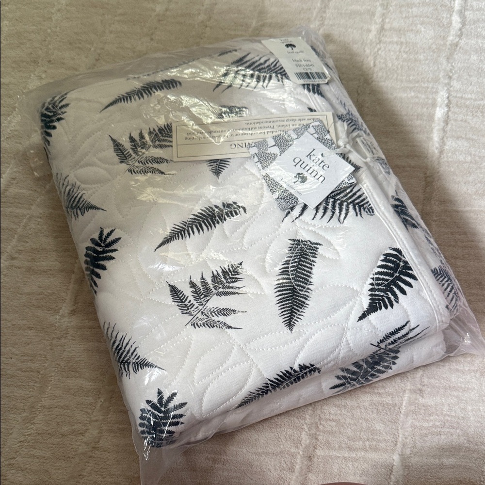 kate quinn Black and White Fern Quilt